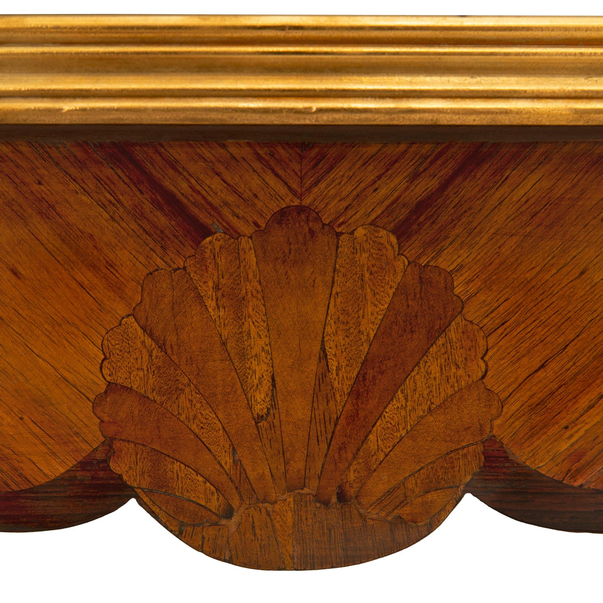 French 19th Century Louis XV St. Tulipwood, Mahogany and Ormolu Coffee Table For Sale 3