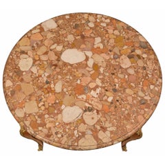 French 19th Century Louis XV St. Tulipwood, Ormolu and Marble Center Table