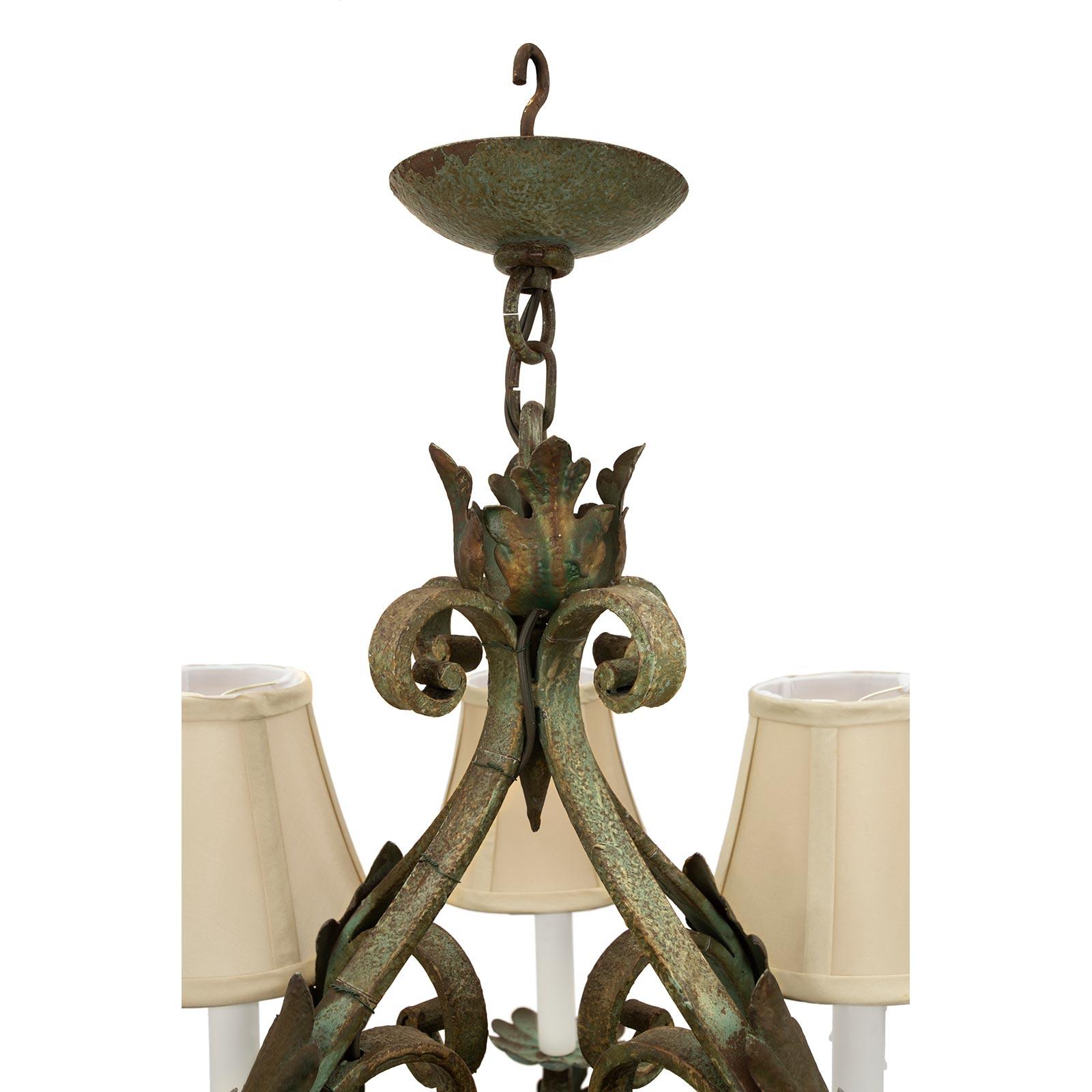 French 19th Century Louis XV St. Wrought Iron Chandelier 1