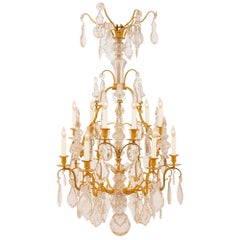 Lámpara francesa de cristal de Baccarat de 12 luces del siglo XIX, estilo Luis XV