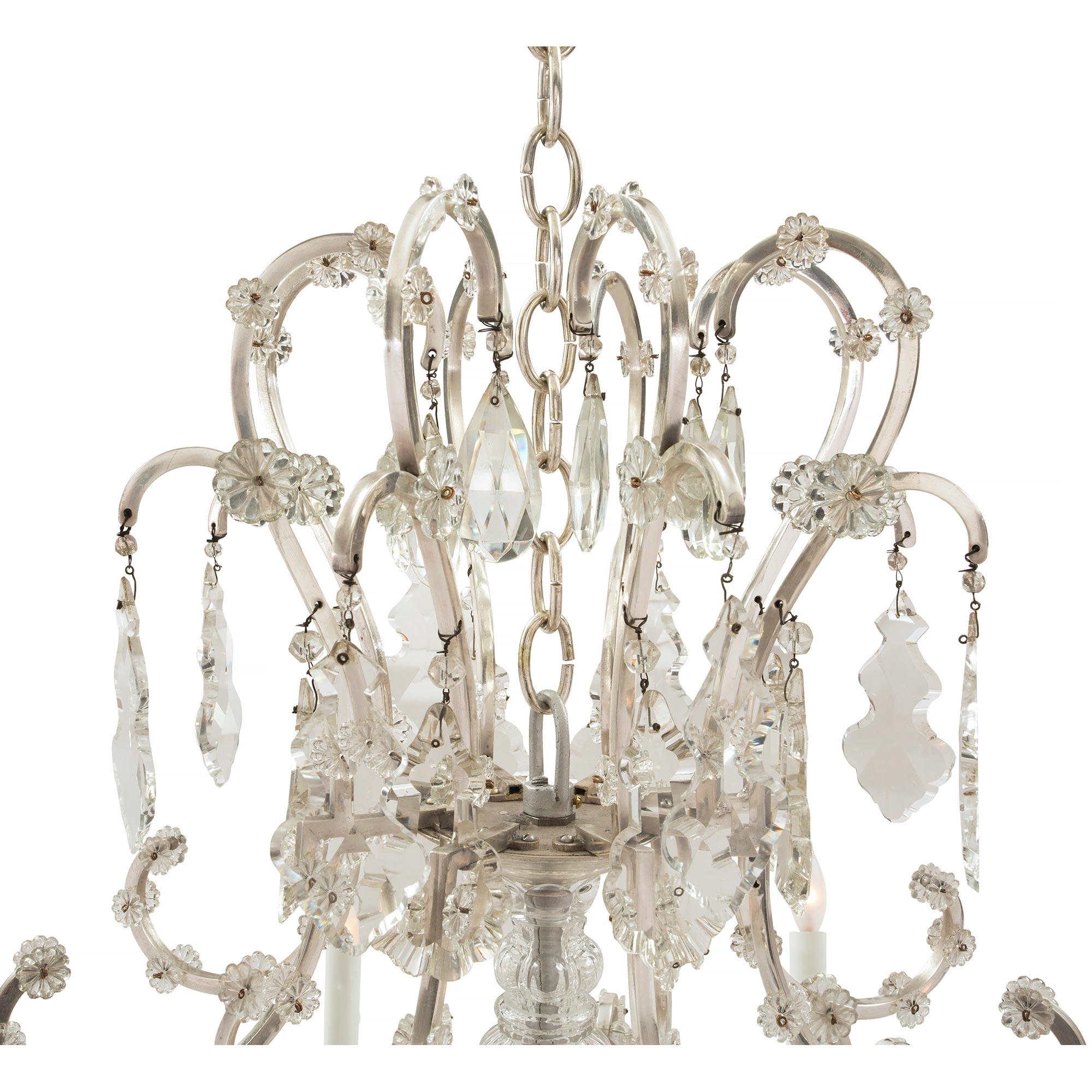 French 19th Century Louis XV Style Baccarat, attributed, Crystal Chandelier In Excellent Condition In West Palm Beach, FL