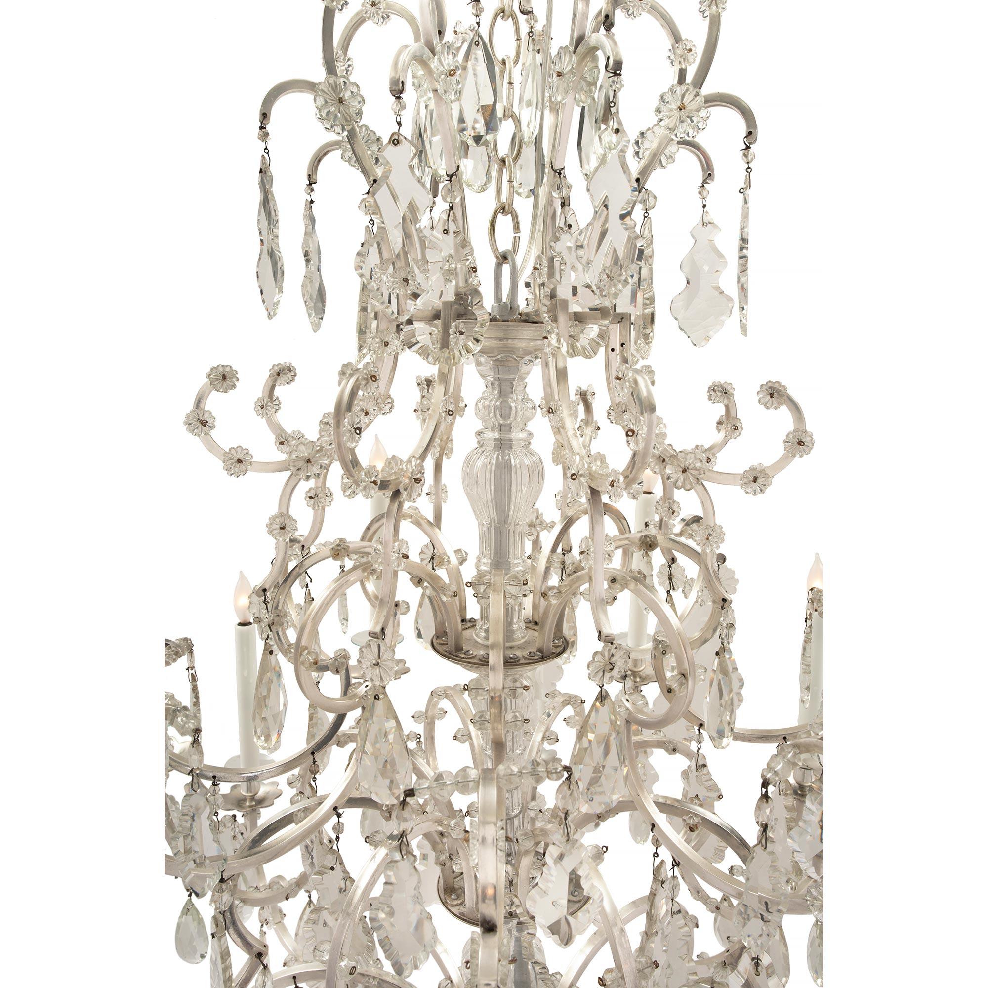 Bronze French 19th Century Louis XV Style Baccarat, attributed, Crystal Chandelier