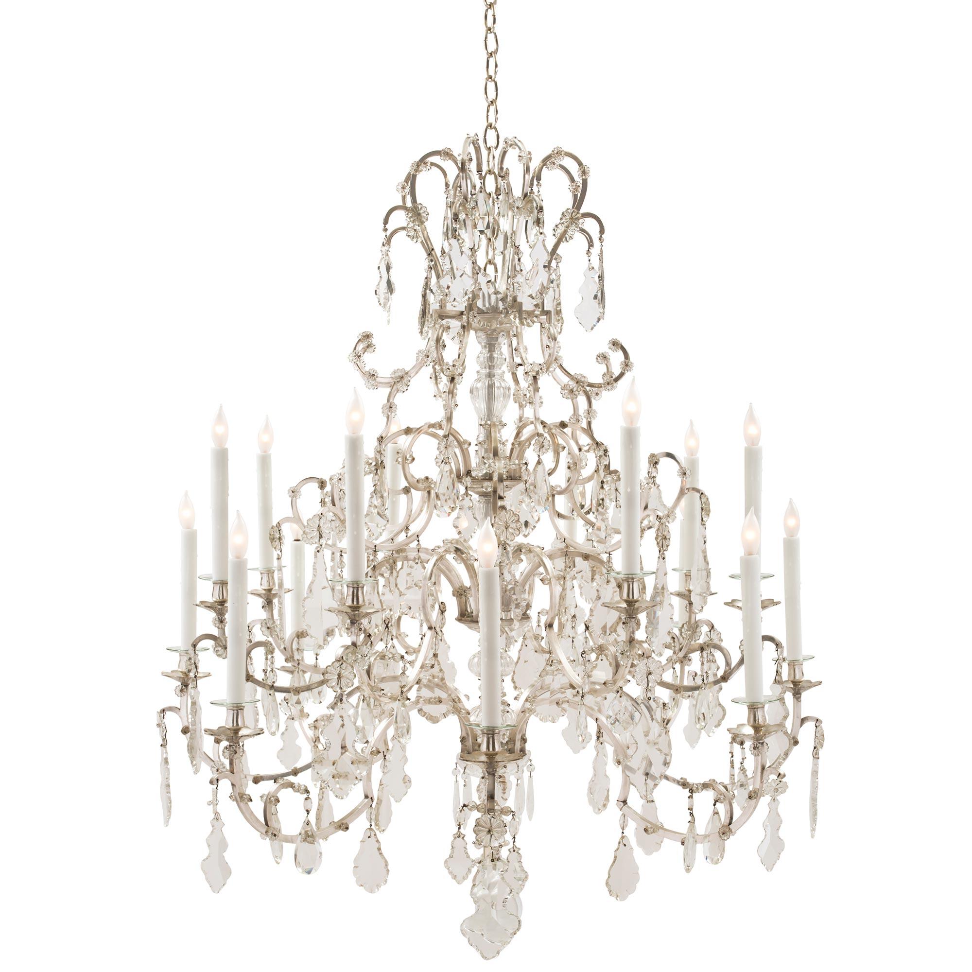 French 19th Century Louis XV Style Baccarat, attributed, Crystal Chandelier