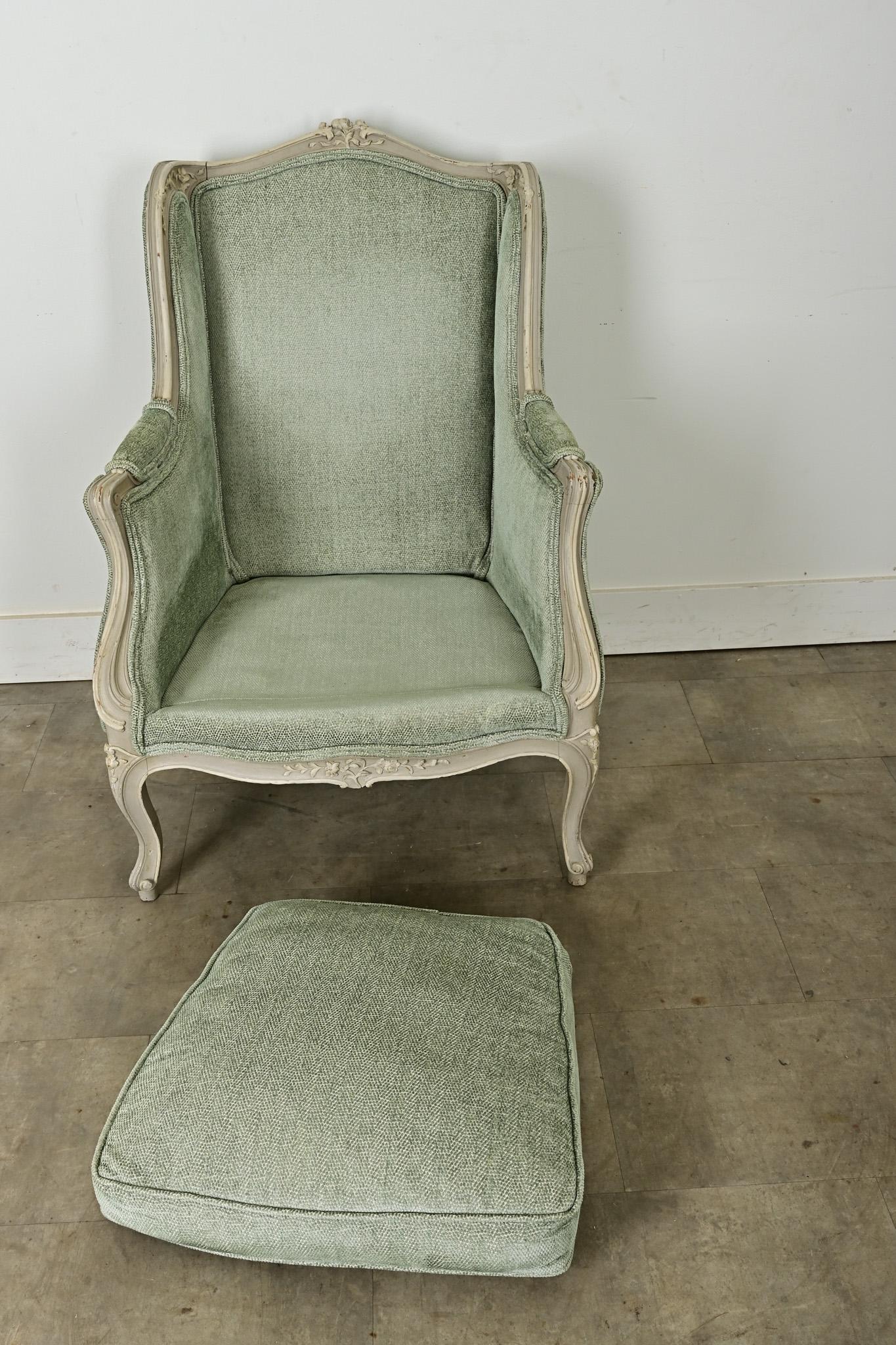 Textile French 19th Century Louis XV Style Bergere For Sale