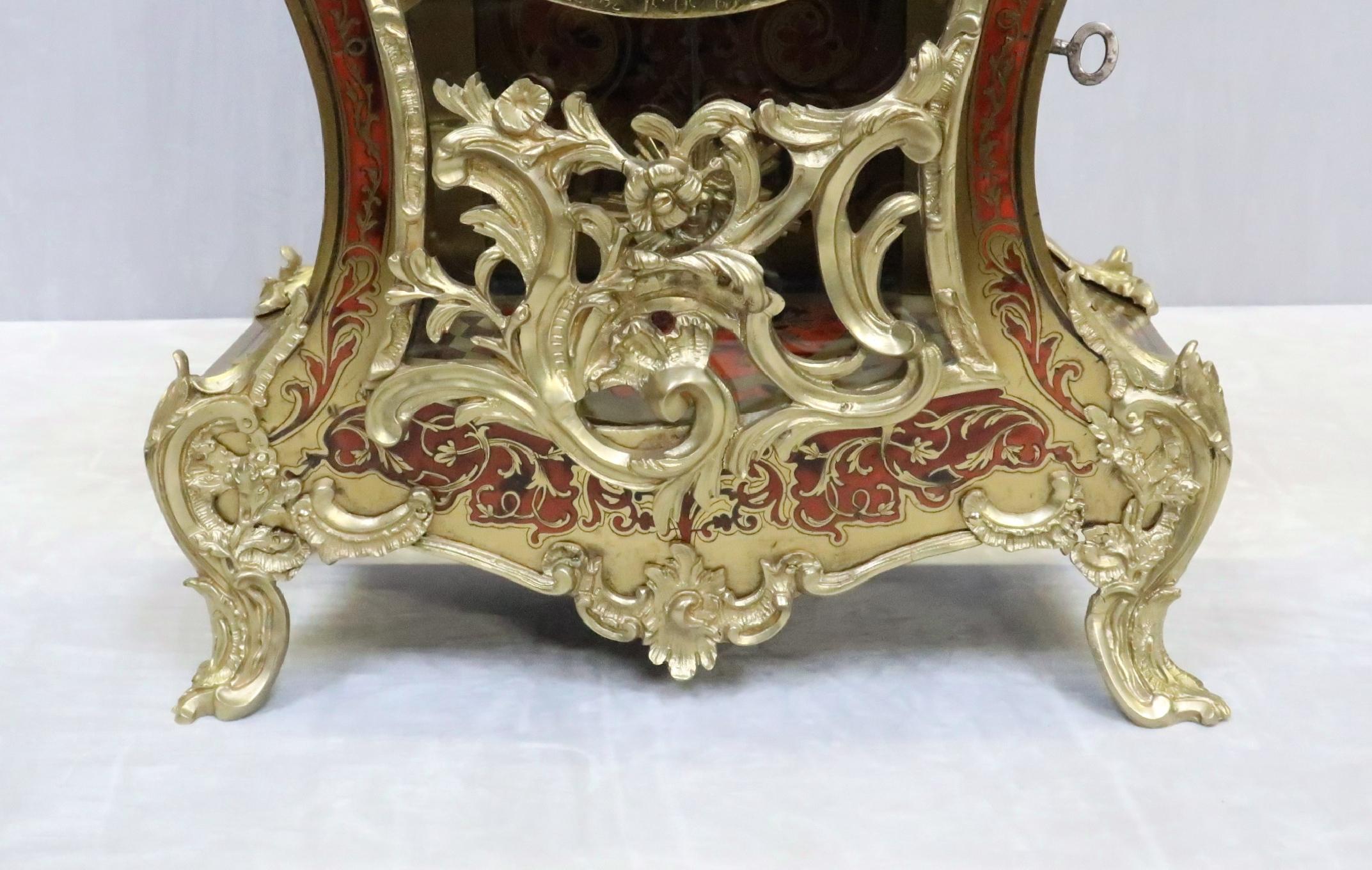 Brass French 19th Century Louis XV Style Boulle Bracket Clock For Sale