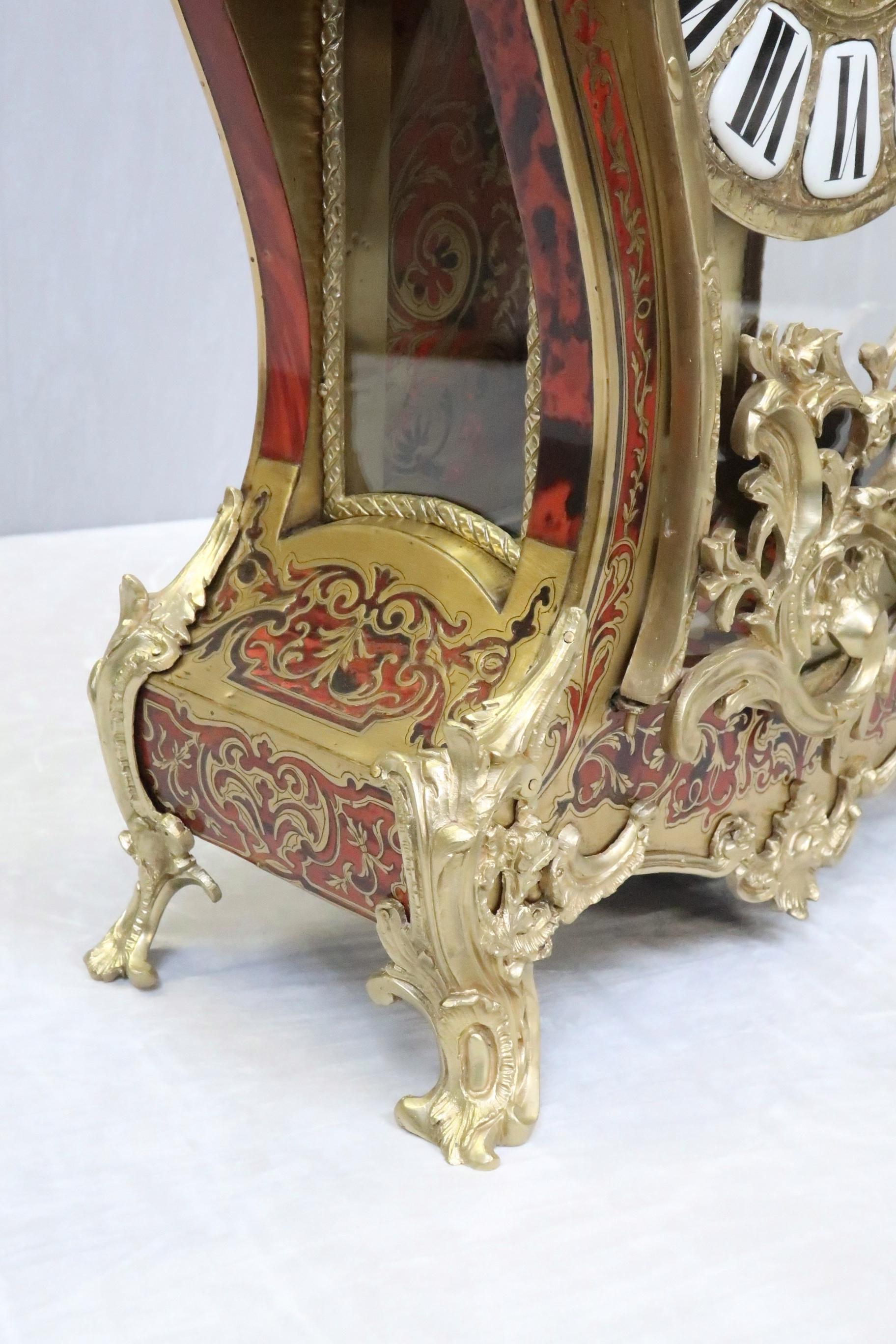 French 19th Century Louis XV Style Boulle Bracket Clock For Sale 3