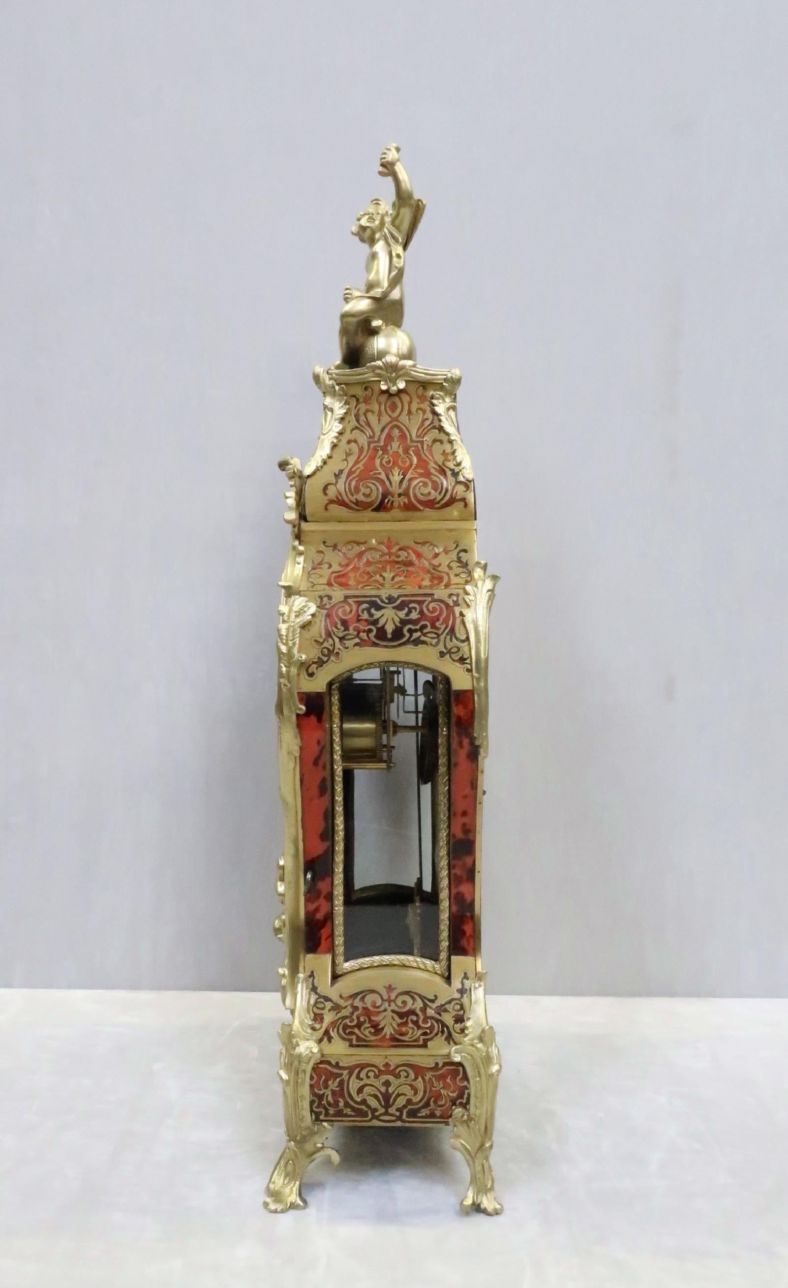 French 19th Century Louis XV Style Boulle Bracket Clock For Sale 4