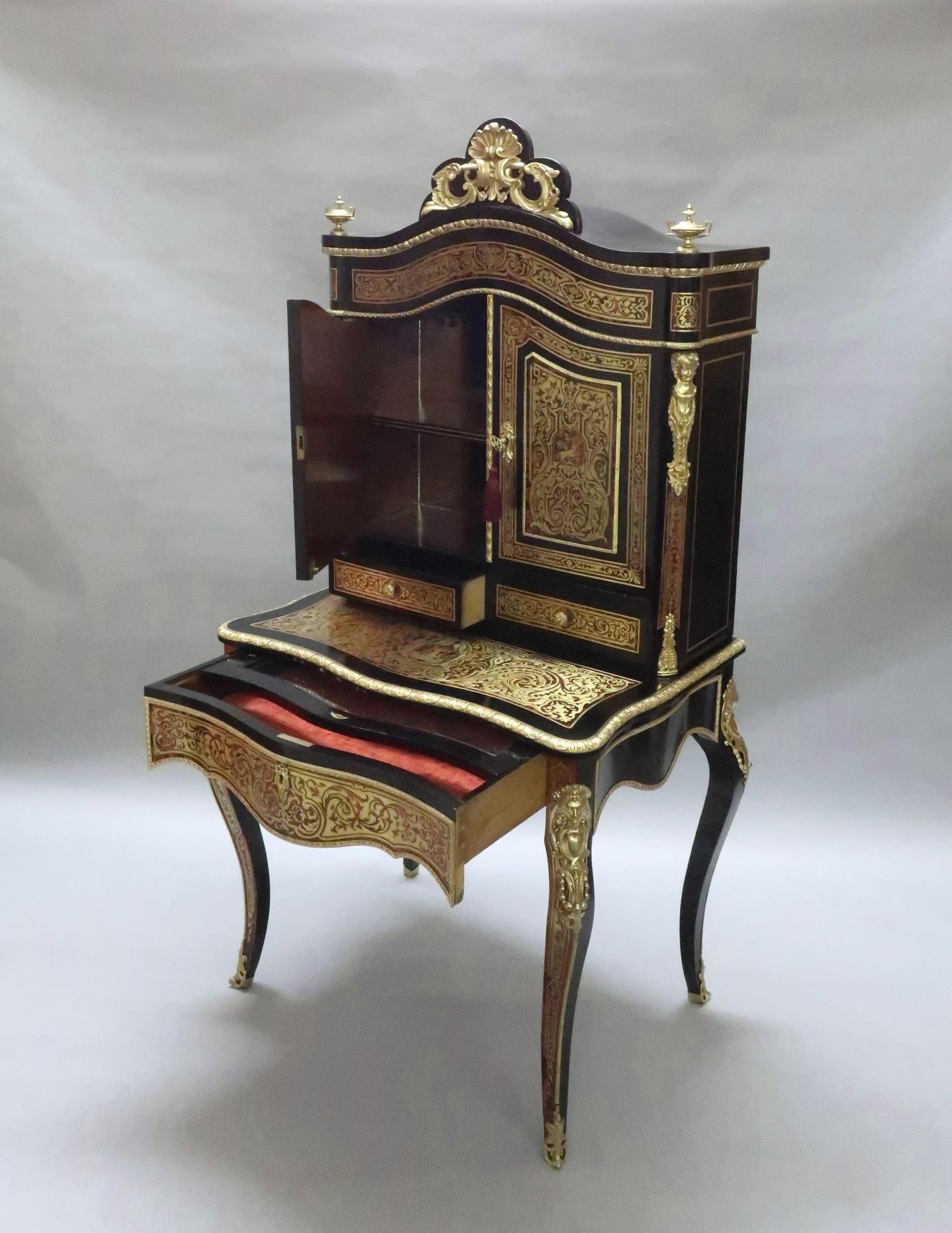 French 19th Century Louis XV Style Boulle Dressing Table In Good Condition For Sale In Macclesfield, GB
