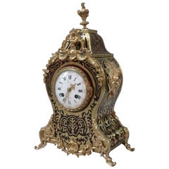 French 19th Century Louis XV Style Boulle Mantel Clock by Samuel Marti
