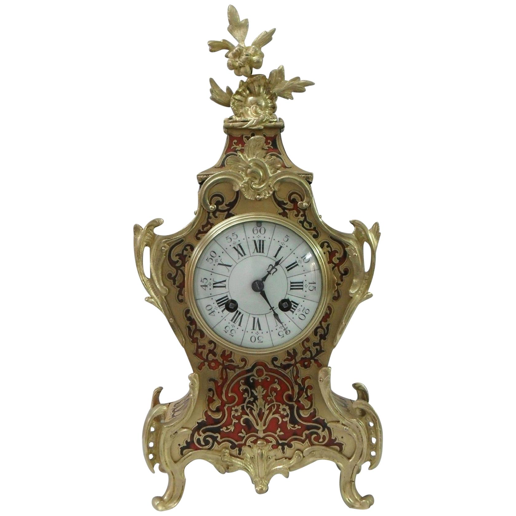French 19th Century Louis XV Style Boulle Mantel Clock by Vincenti