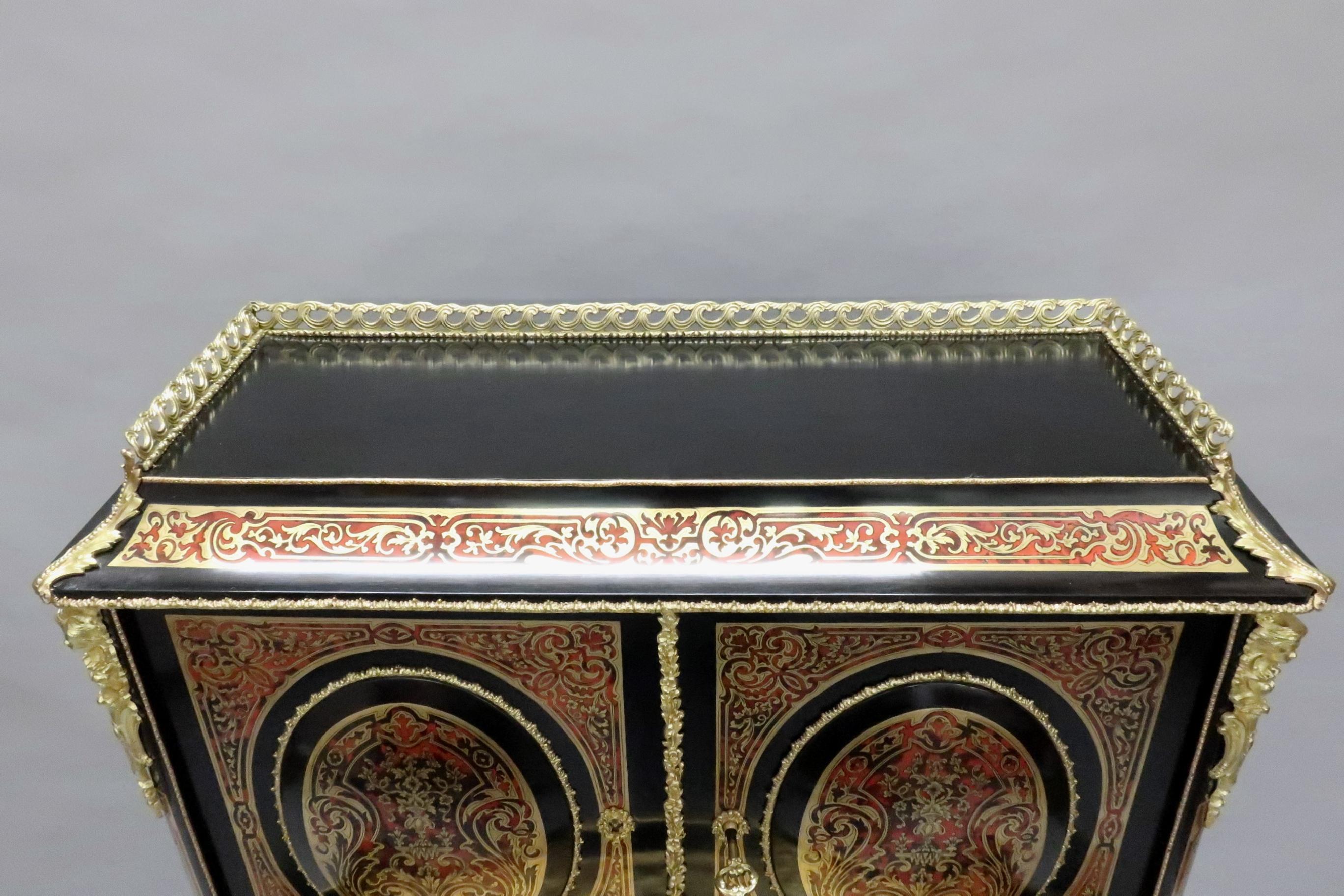 French 19th Century Louis XV Style Boulle Writing Cabinet In Good Condition For Sale In Macclesfield, GB