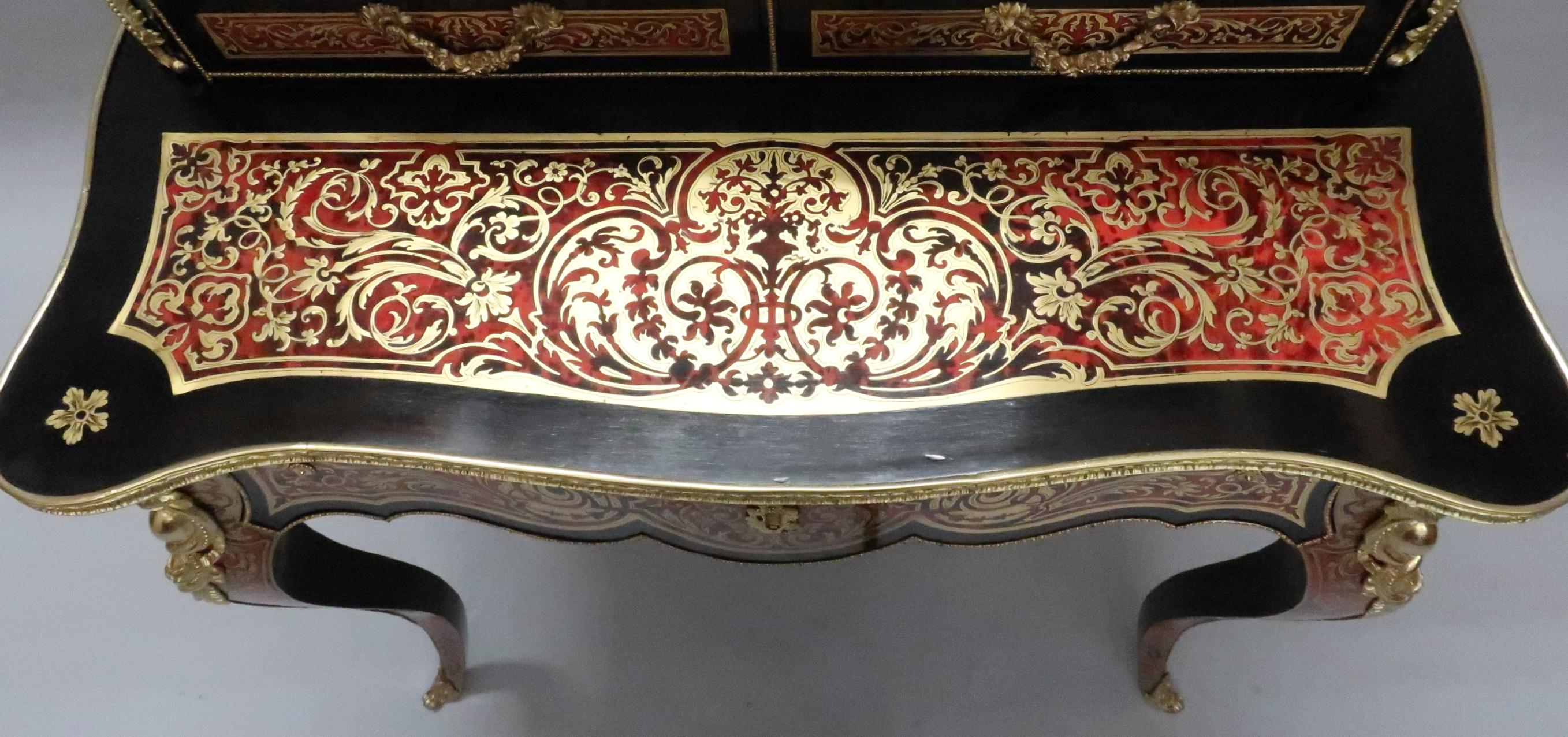 French 19th Century Louis XV Style Boulle Writing Cabinet For Sale 2