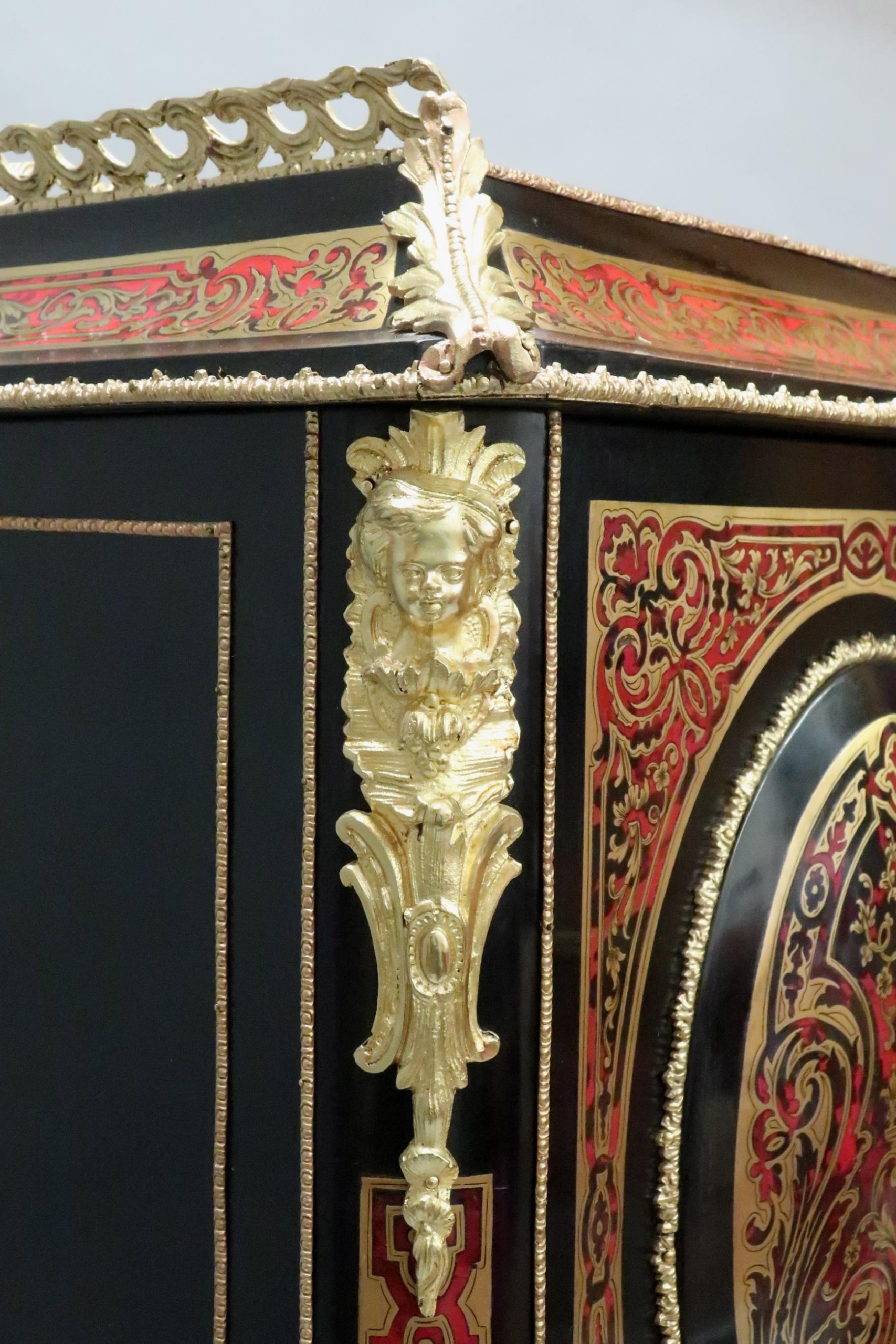 French 19th Century Louis XV Style Boulle Writing Cabinet For Sale 3