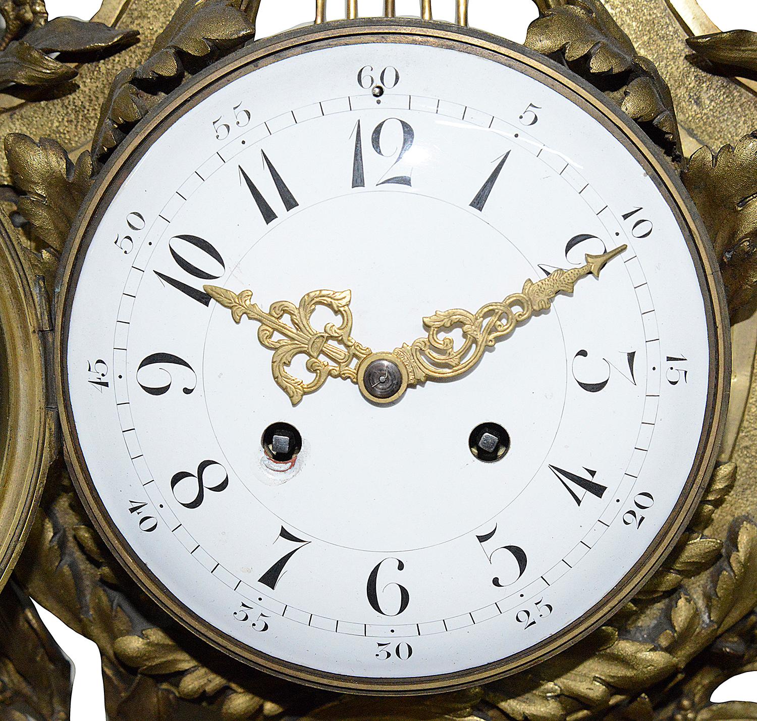 Gilt French 19th Century Louis XV Style Cartel Wall Clock For Sale