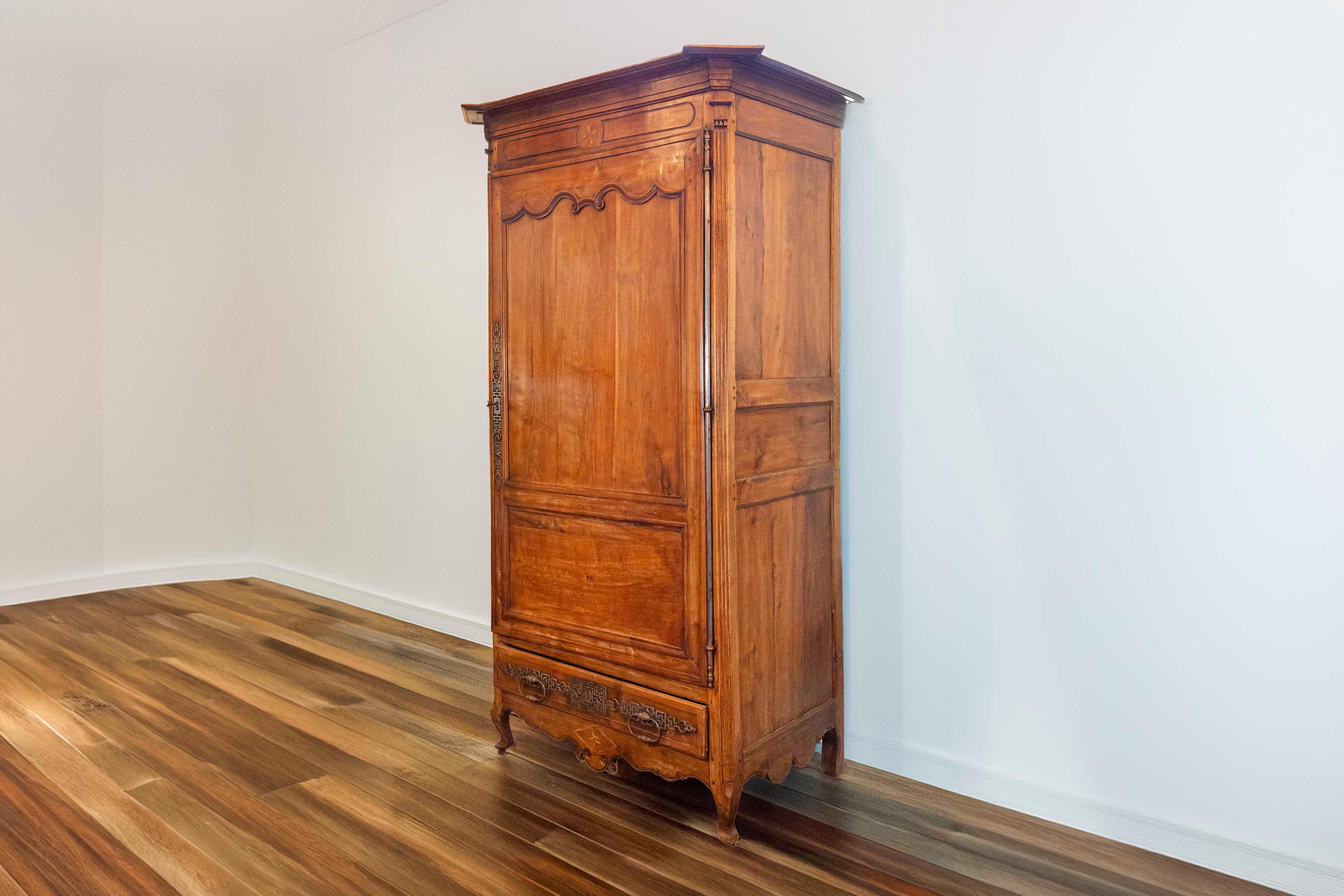 French 19th Century Louis XV Style Cherry Bonnetière with Intricate Hardware 6