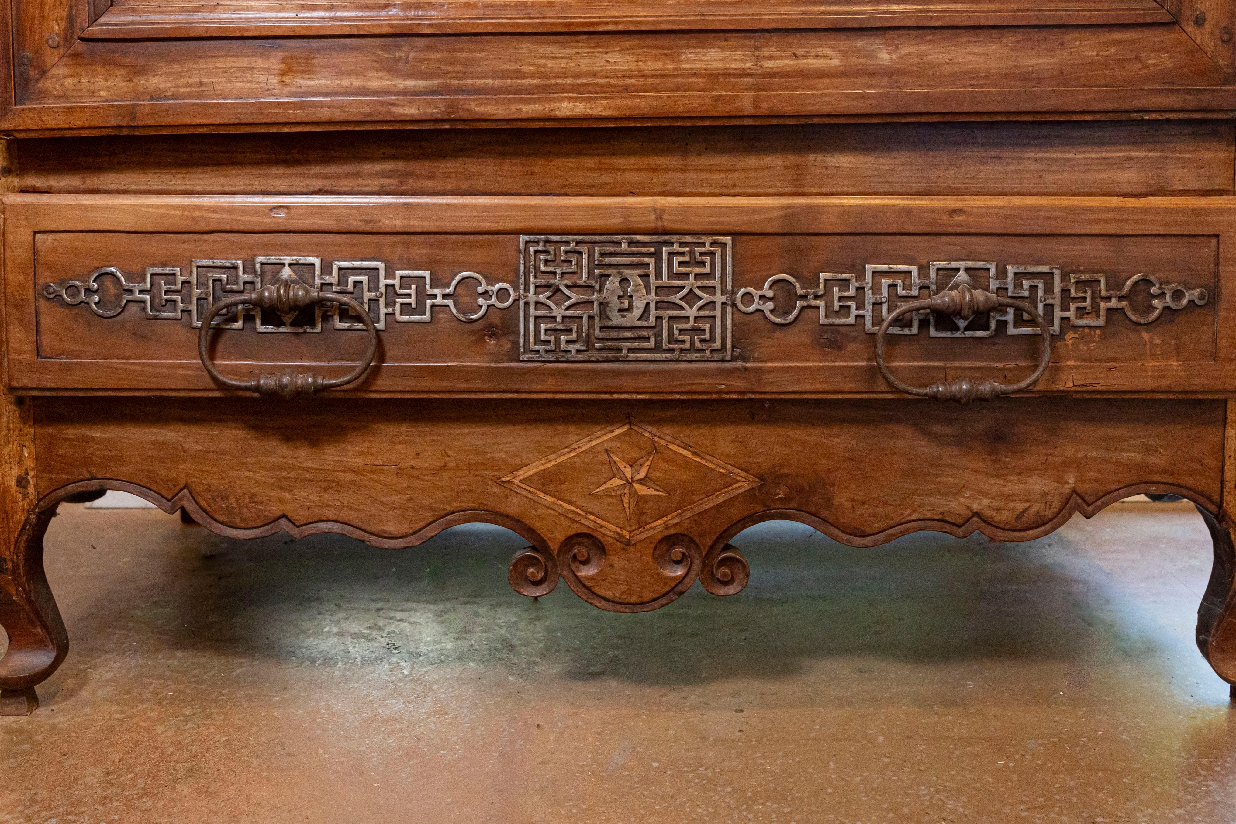 French 19th Century Louis XV Style Cherry Bonnetière with Intricate Hardware 5