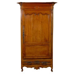 Used French 19th Century Louis XV Style Cherry Bonnetière with Intricate Hardware