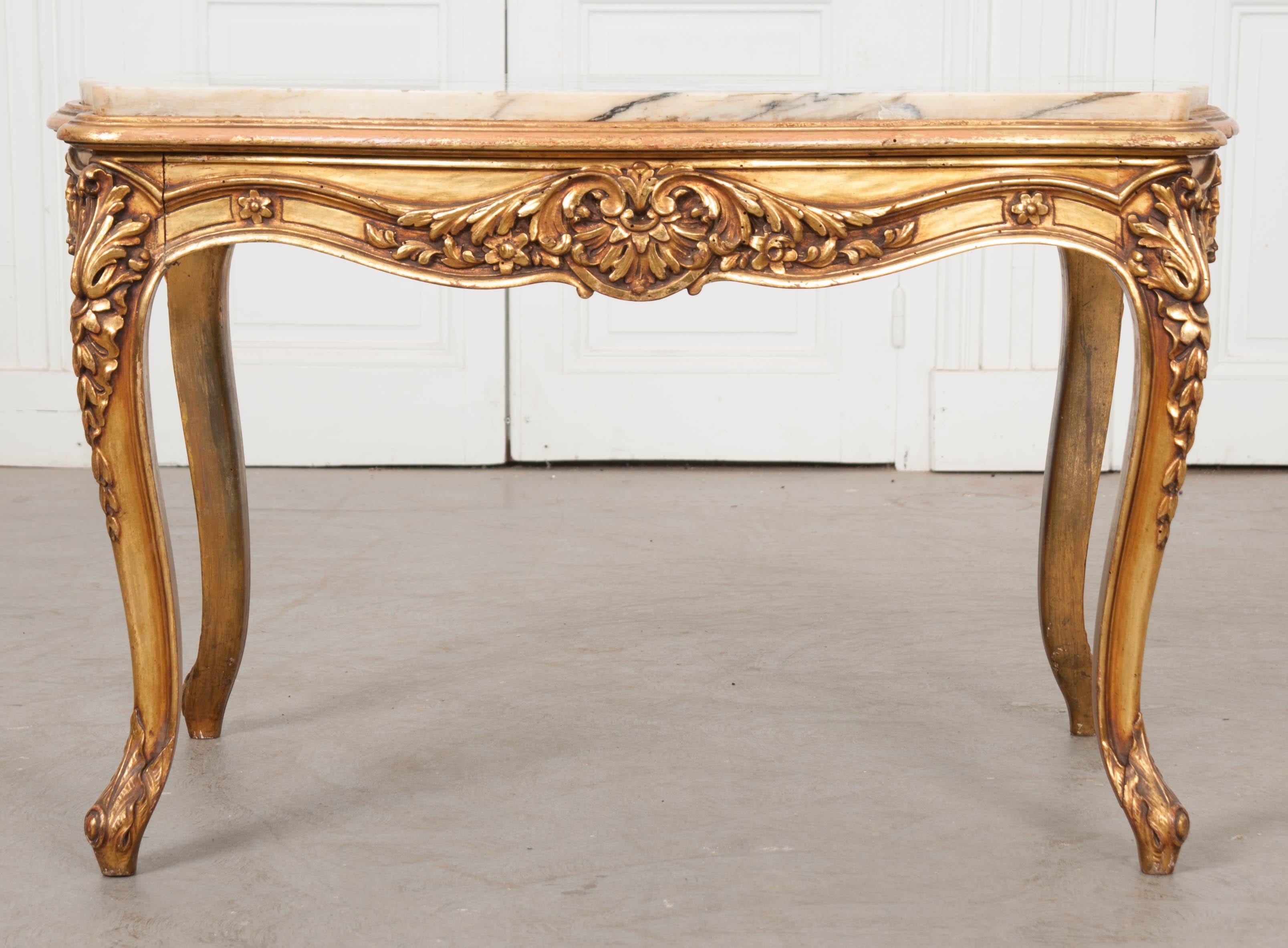 Marble French 19th Century Louis XV Style Cocktail Table