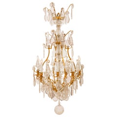 French 19th Century Louis XV Style Crystal and Ormolu Eight-Light Chandelier