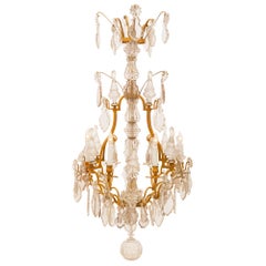 Antique French 19th Century Louis XV Style Crystal and Ormolu Eight-Light Chandelier