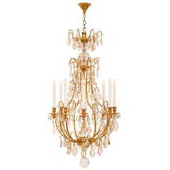 Lampadario a otto luci in stile Luigi XV francese del XIX secolo