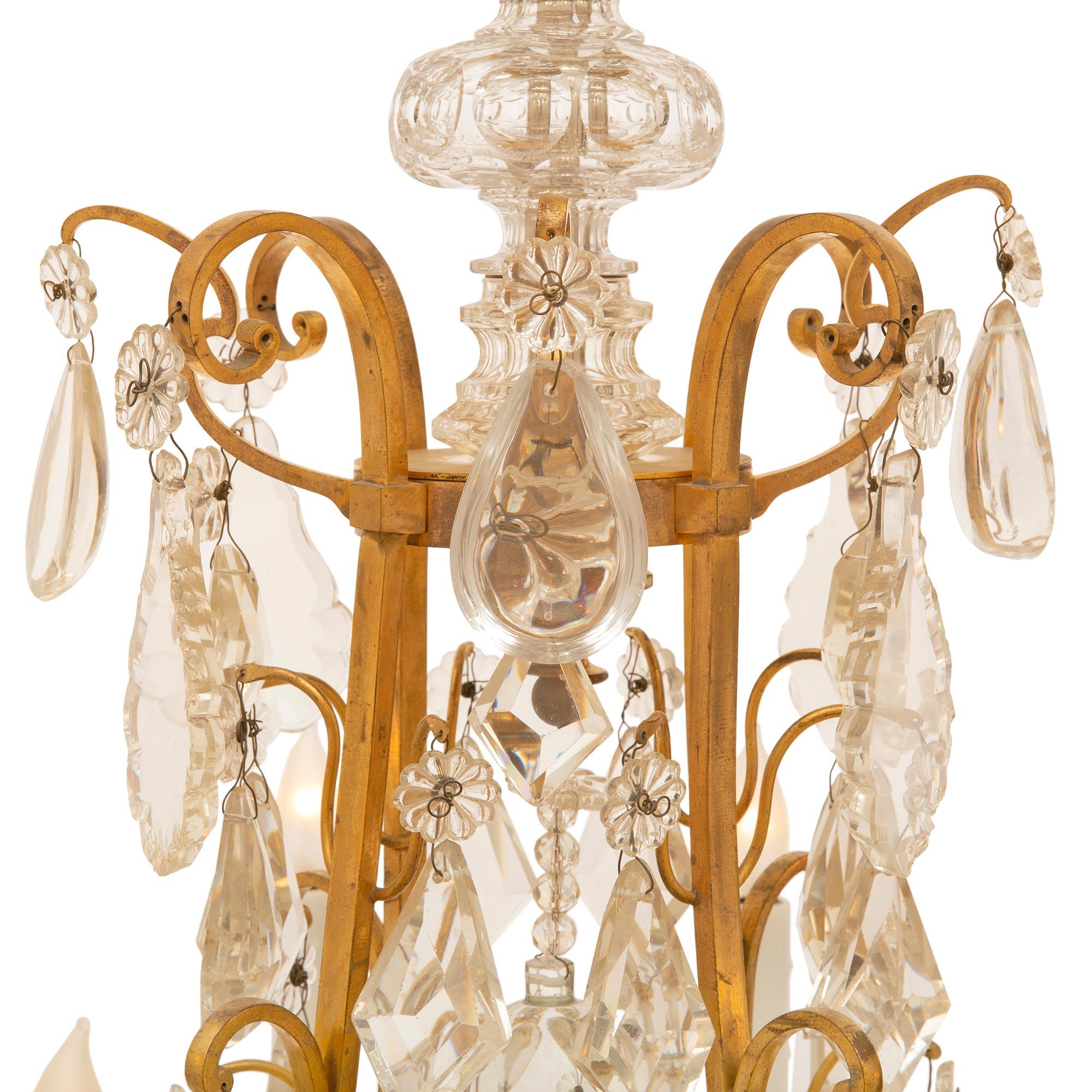 Crystal French 19th Century Louis XV Style Eight-Light Chandelier For Sale