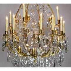 A Large French 19th Century Louis XV Style Gilt-Bronze and Crystal Chandelier
