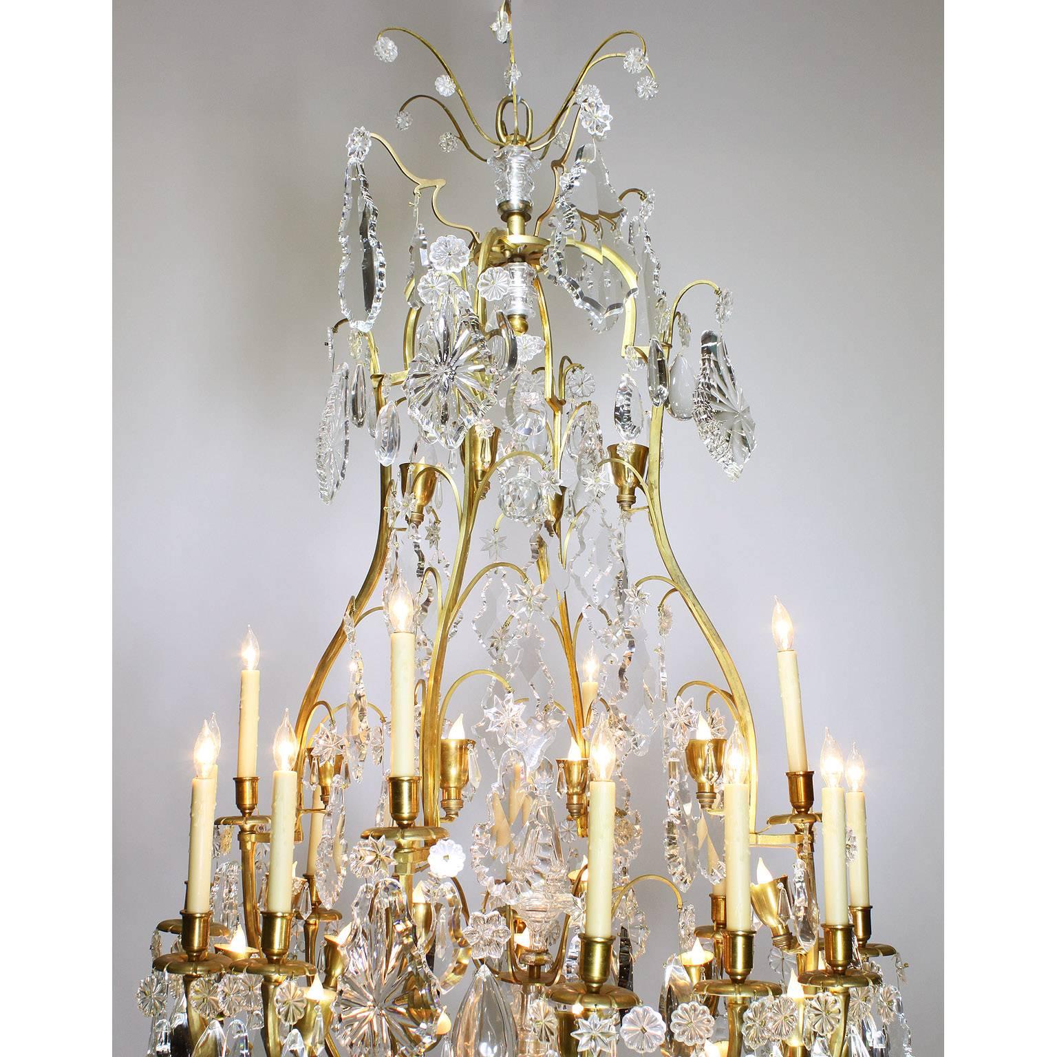 Carved French 19th Century Louis XV Style Gilt-Bronze and Crystal Chandelier For Sale