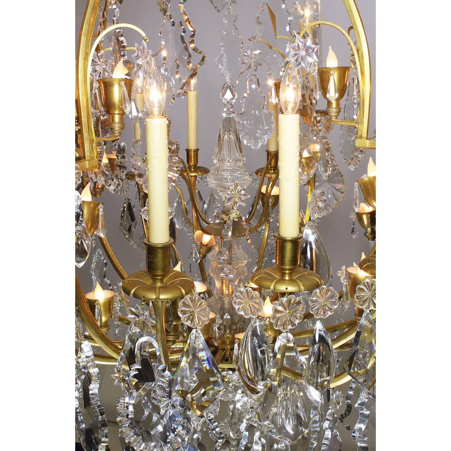 Brass French 19th Century Louis XV Style Gilt-Bronze and Crystal Chandelier For Sale