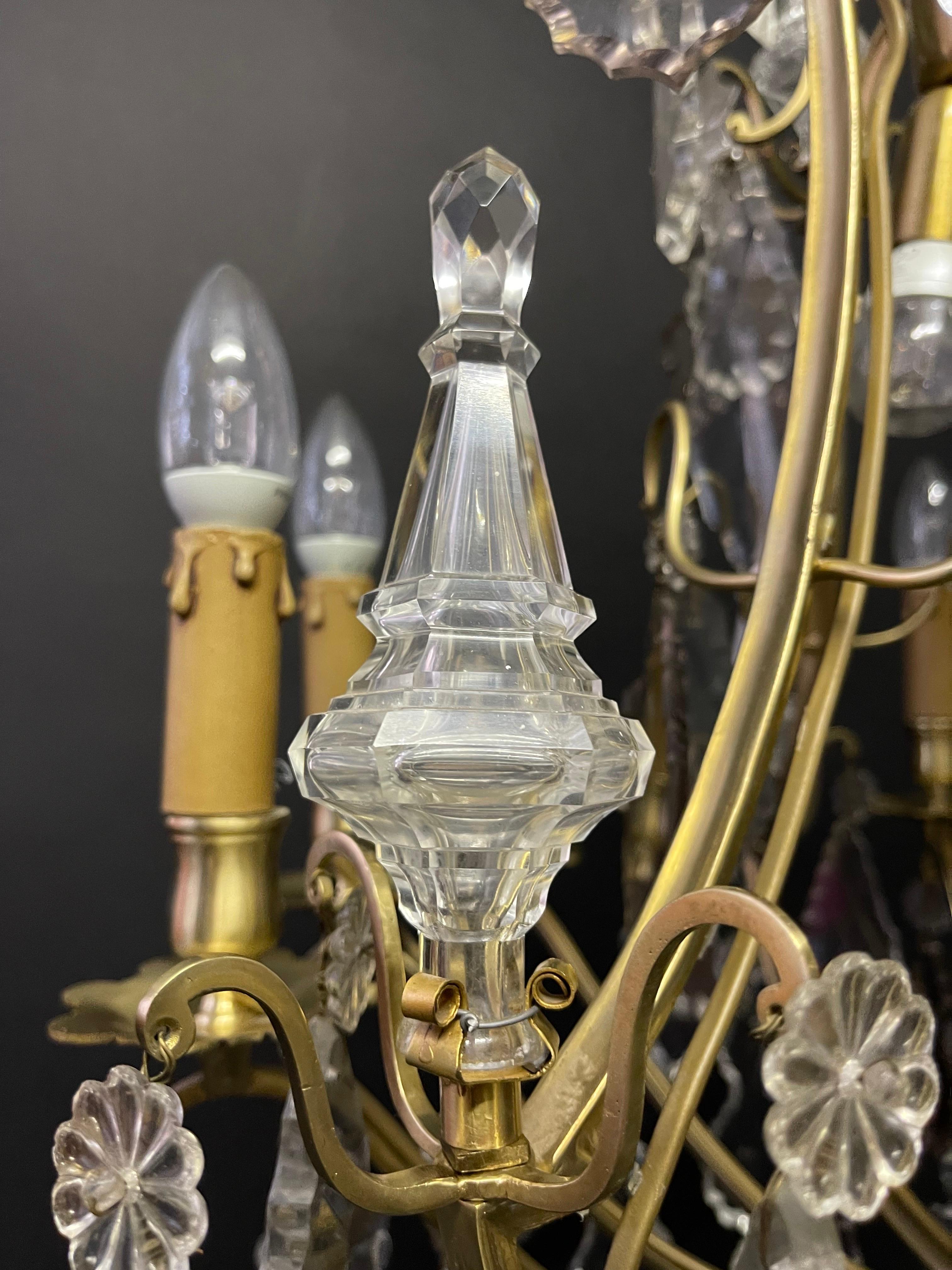 French 19th Century Louis XV Style Gilt Bronze and Crystal Chandelier For Sale 7