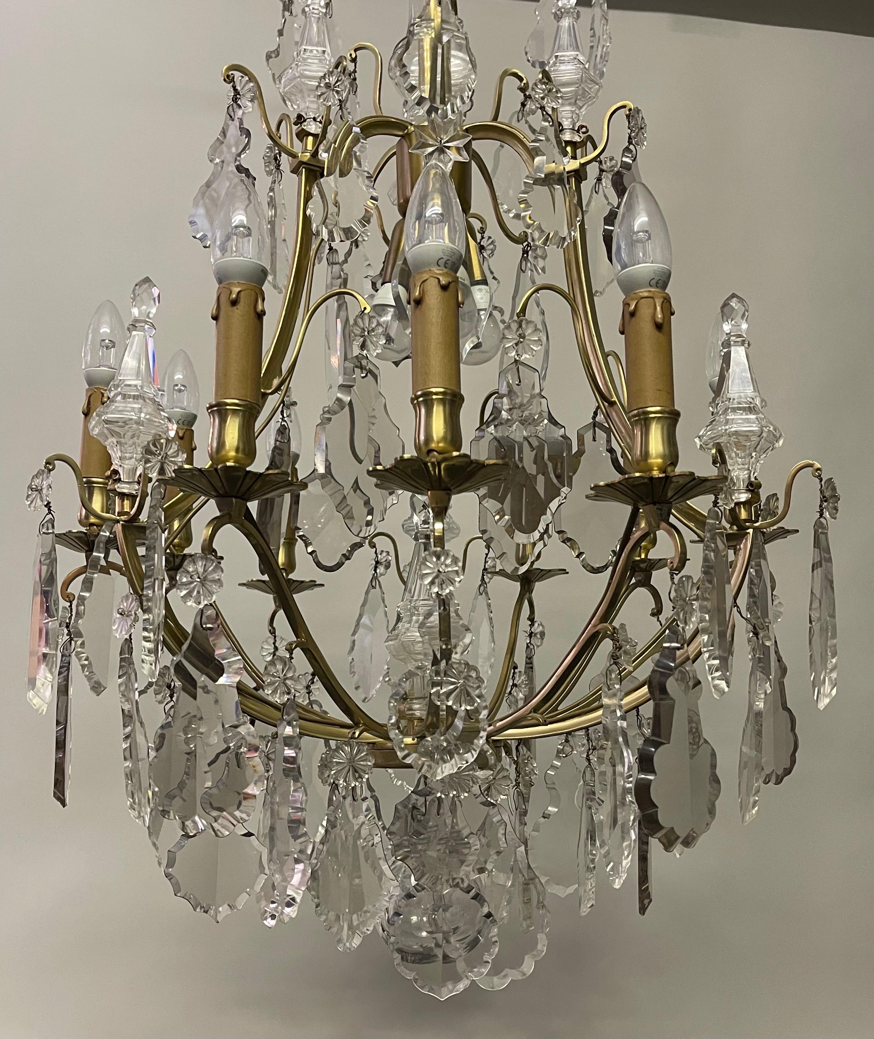 French 19th Century Louis XV Style Gilt Bronze and Crystal Chandelier For Sale 8