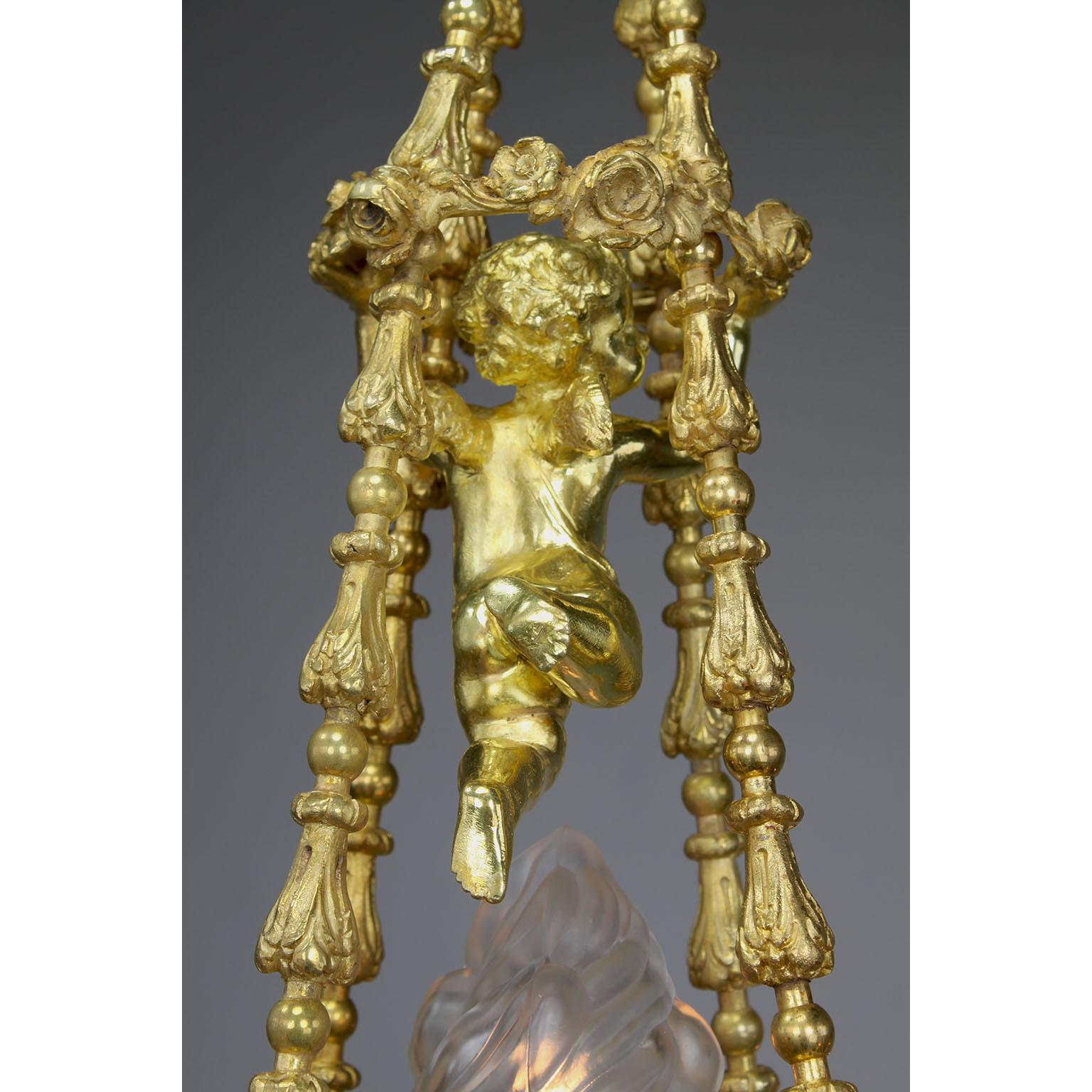 French 19th Century Louis XV Style Gilt Bronze Chandelier After Pierre Gouthière For Sale 7