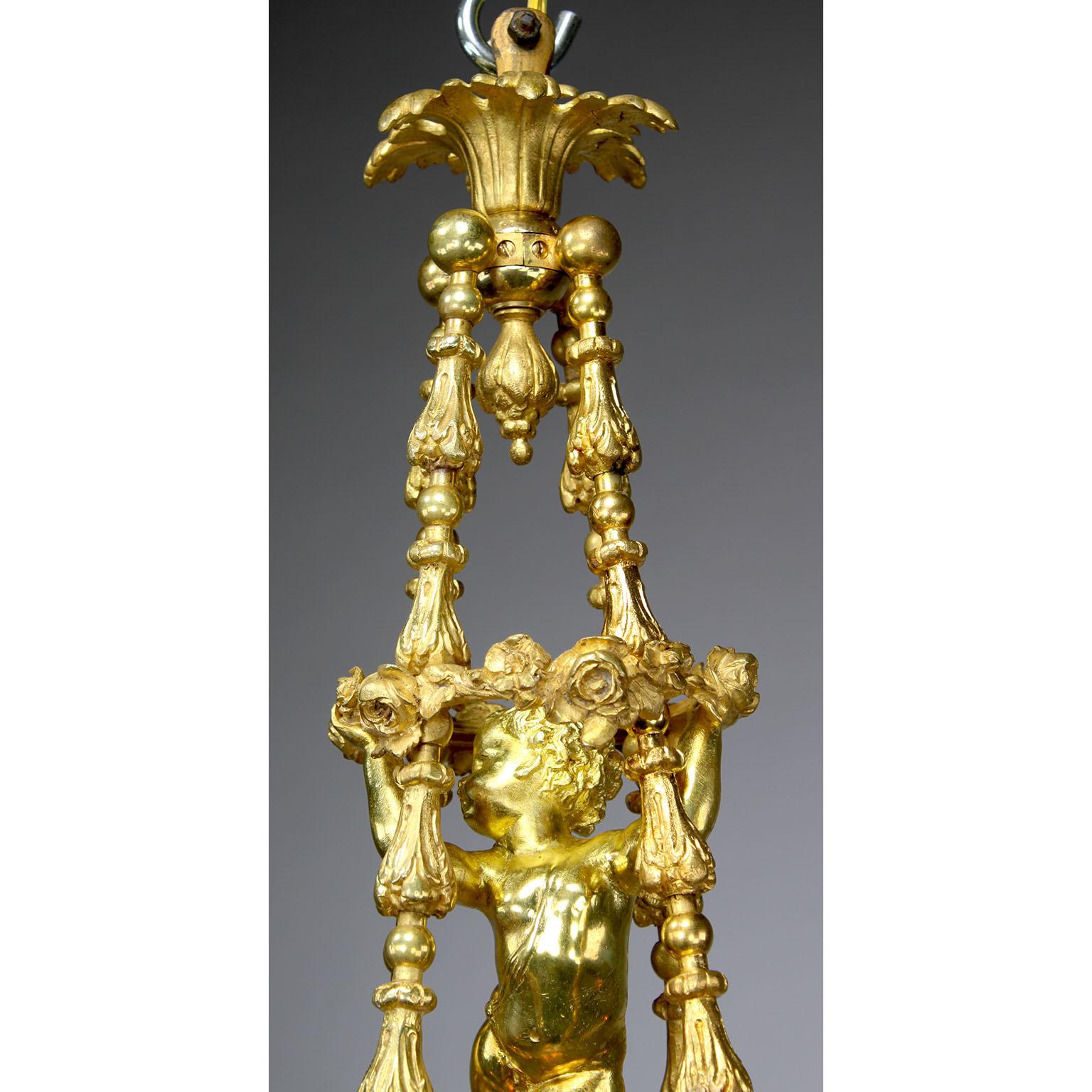 French 19th Century Louis XV Style Gilt Bronze Chandelier After Pierre Gouthière For Sale 8