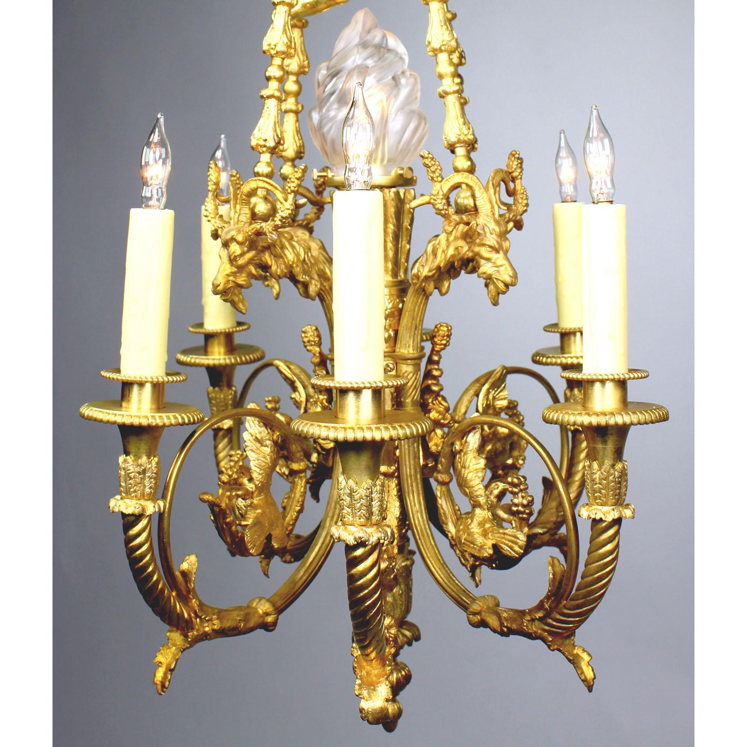 French 19th Century Louis XV Style Gilt Bronze Chandelier After Pierre Gouthière For Sale 1