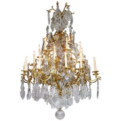 French 19th Century Louis XV Style Gilt-Bronze Crystal Chandelier, Baccarat Attr