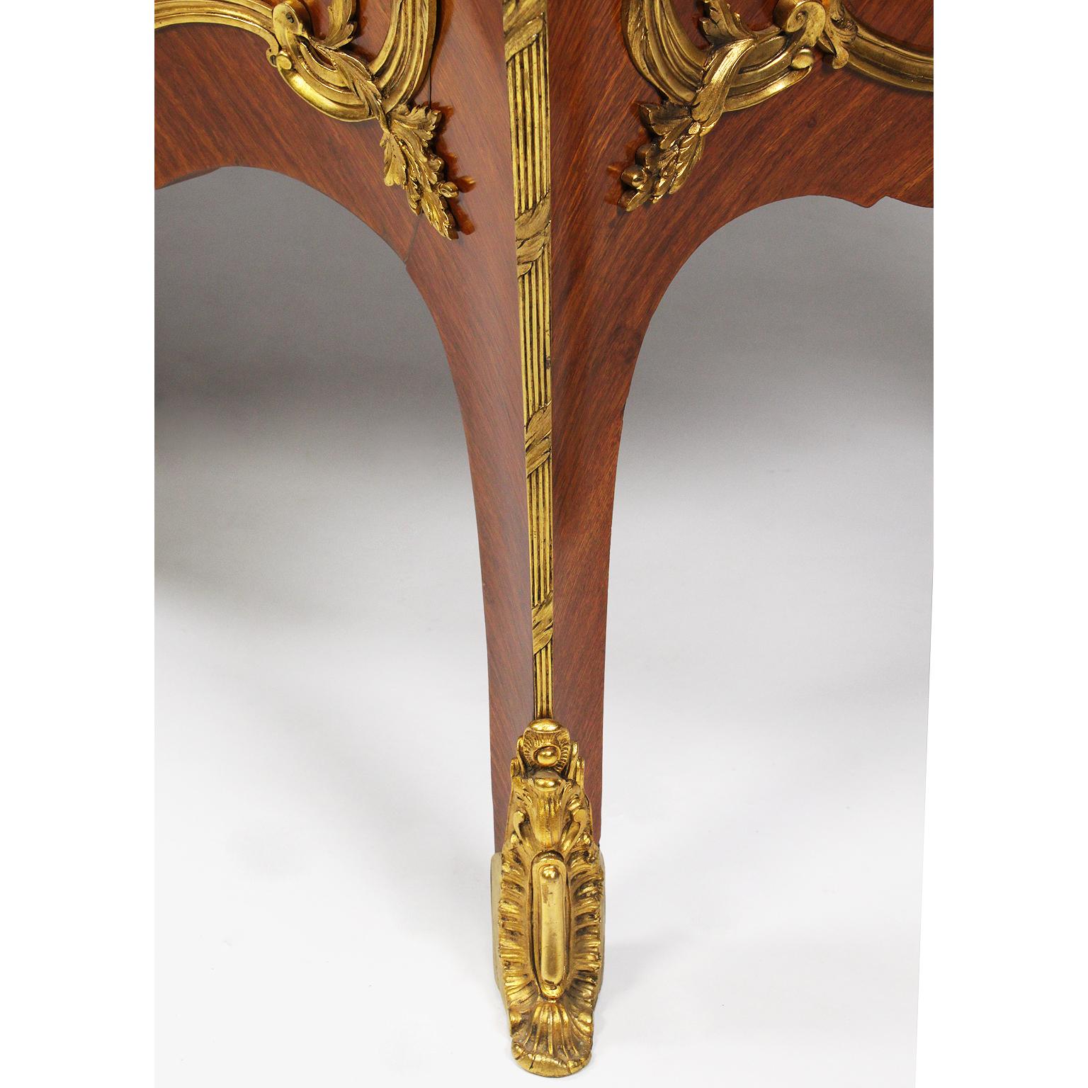 A 19th Century Louis XV Style Gilt-Bronze Mounted & Marquetry Bombé Commode For Sale 9