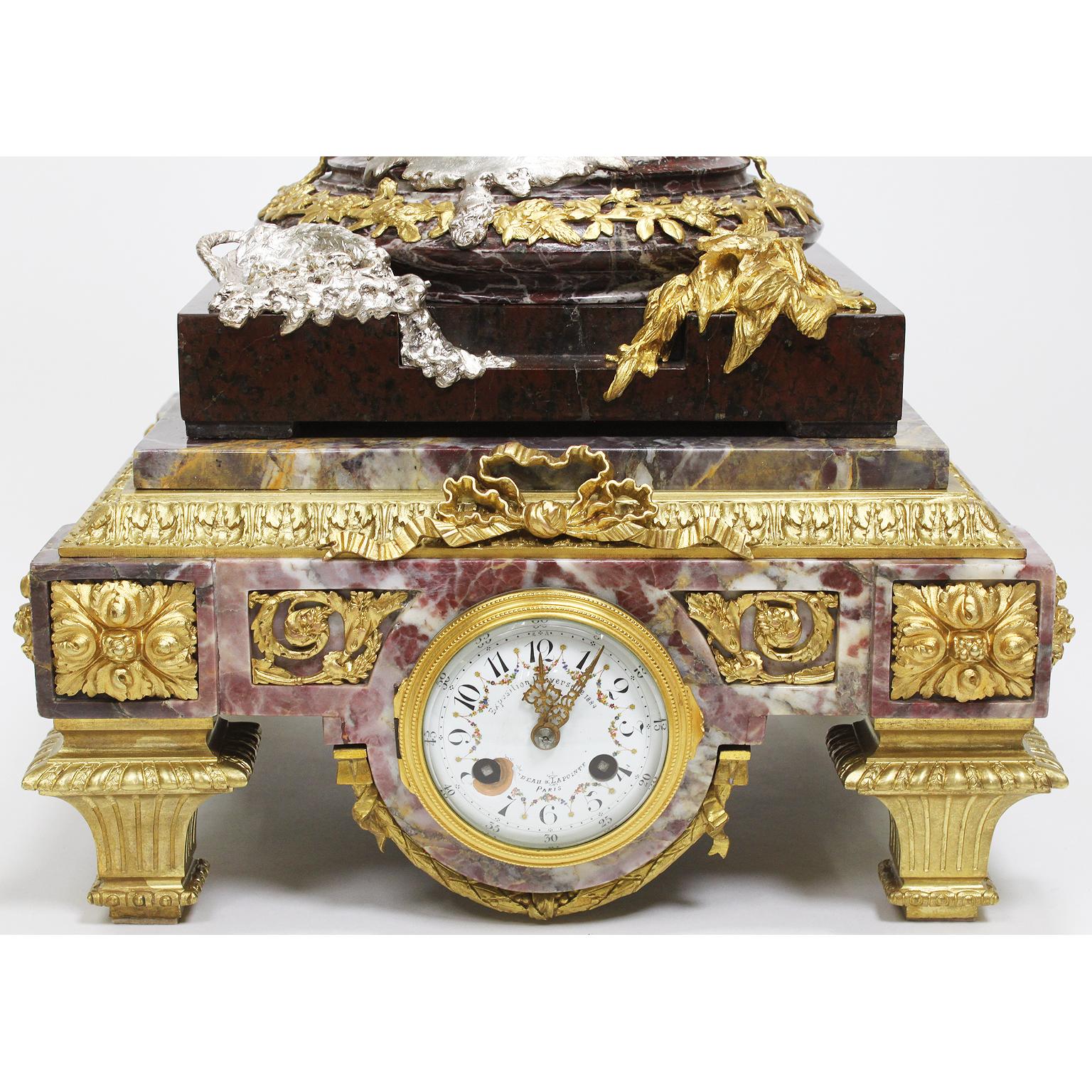 French 19th Century Louis XV Style Gilt & Silver Plated Bronze Clock by Marioton 4