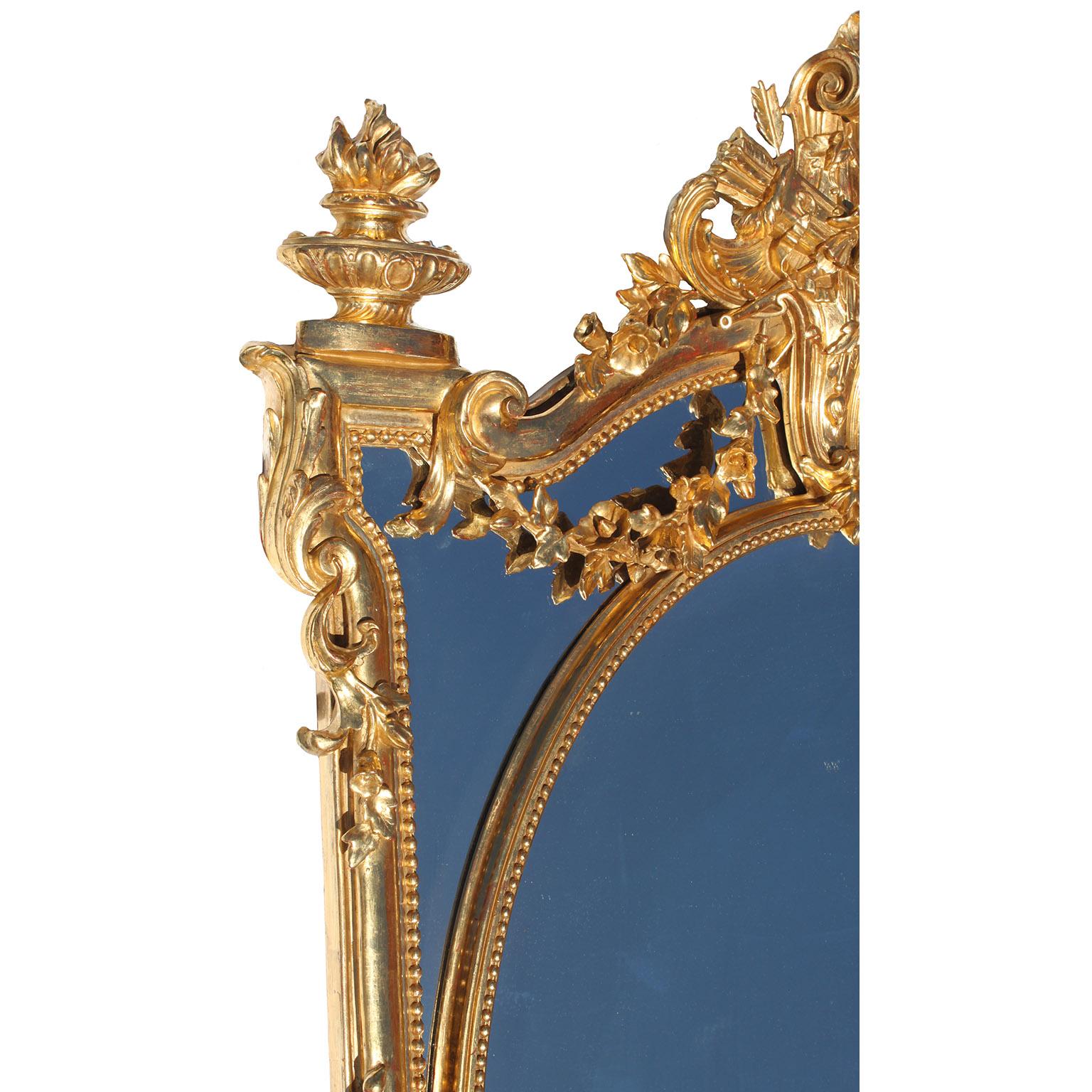 French 19th Century Louis XV Style Gilt-Wood and Gilt-Gesso Carved Mantel Mirror In Good Condition In Los Angeles, CA