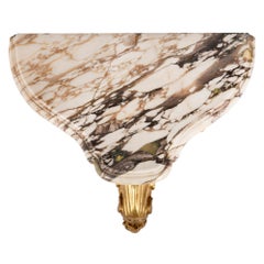 French 19th Century Louis XV Style Giltwood and Marble Wall Mounted Console