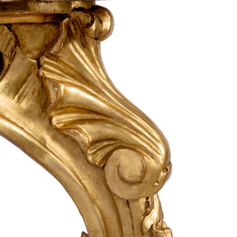French 19th Century Louis XV Style Giltwood and Marble Wall Mounted ...
