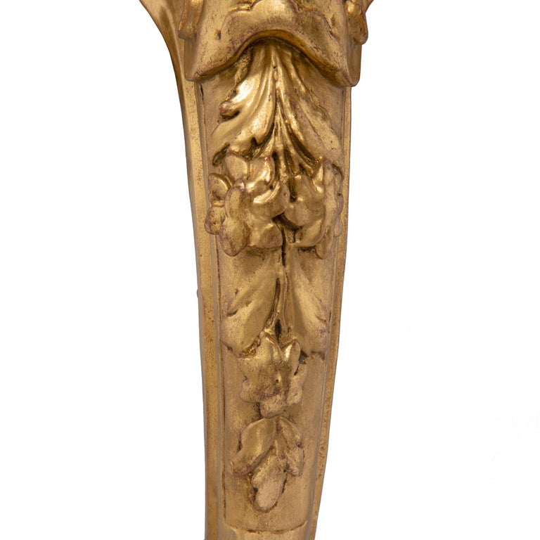French 19th Century Louis XV Style Giltwood and Marble Wall Mounted ...