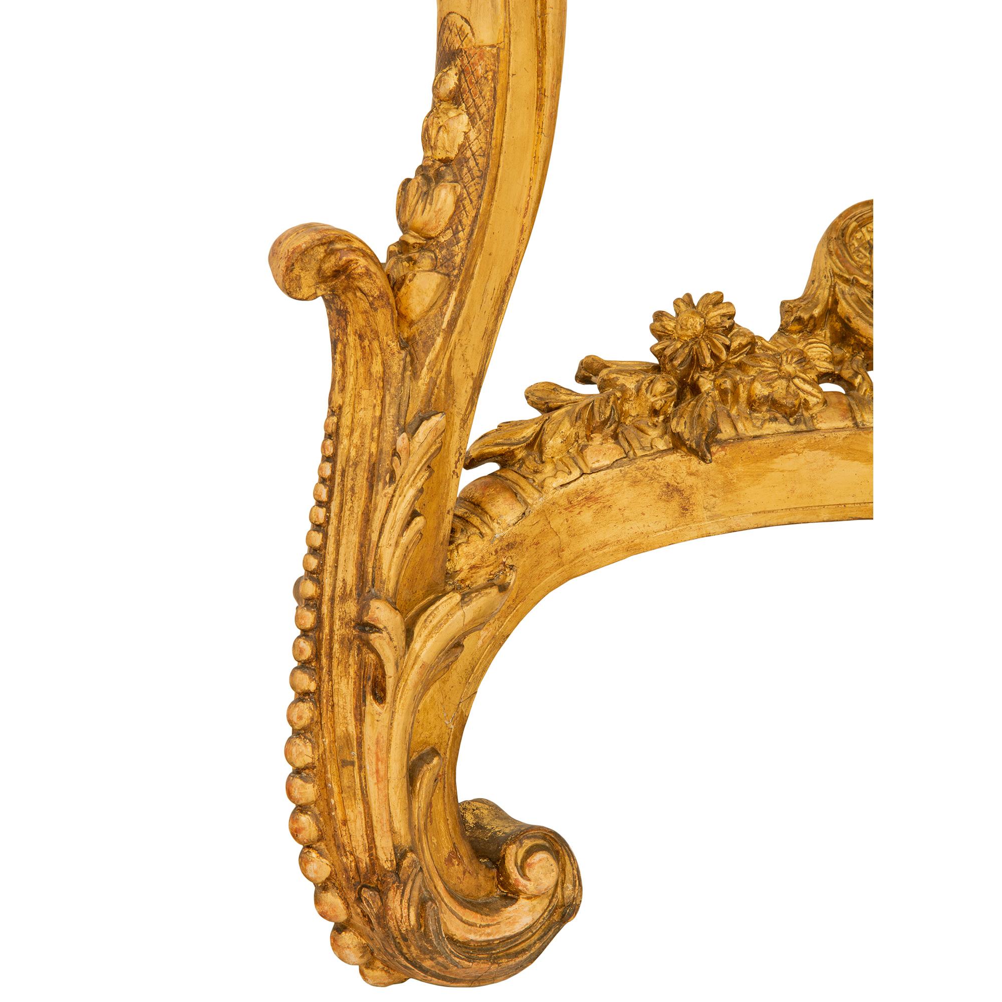 French 19th Century Louis XV Style Giltwood and Marble Wall-Mounted Console For Sale 6