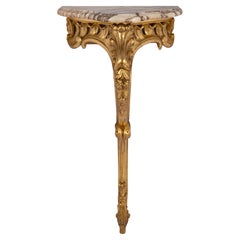 French 19th Century Louis XV Style Giltwood and Marble Wall Mounted Console