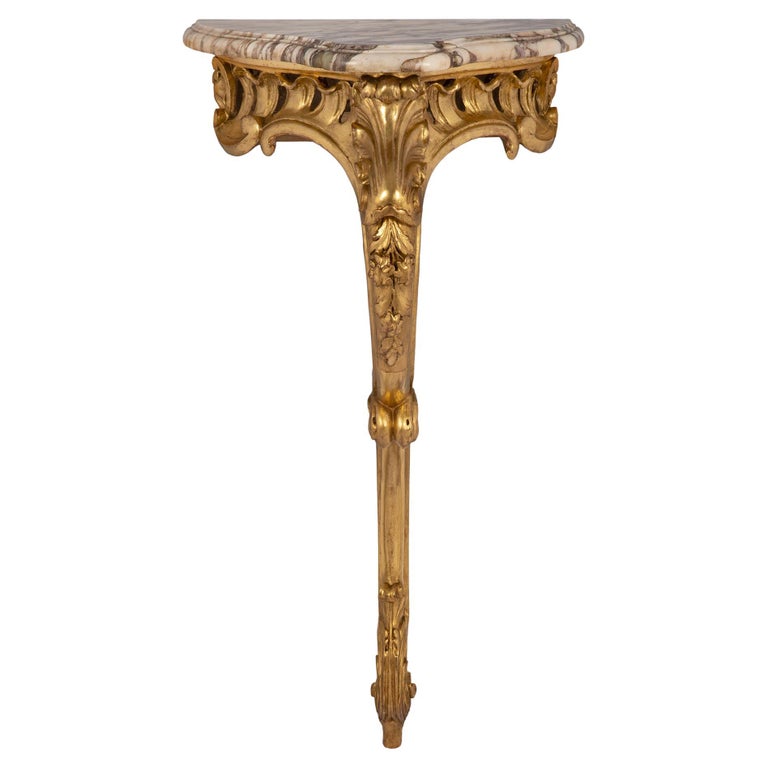 French 19th Century Louis XV Style Giltwood and Marble Wall Mounted ...