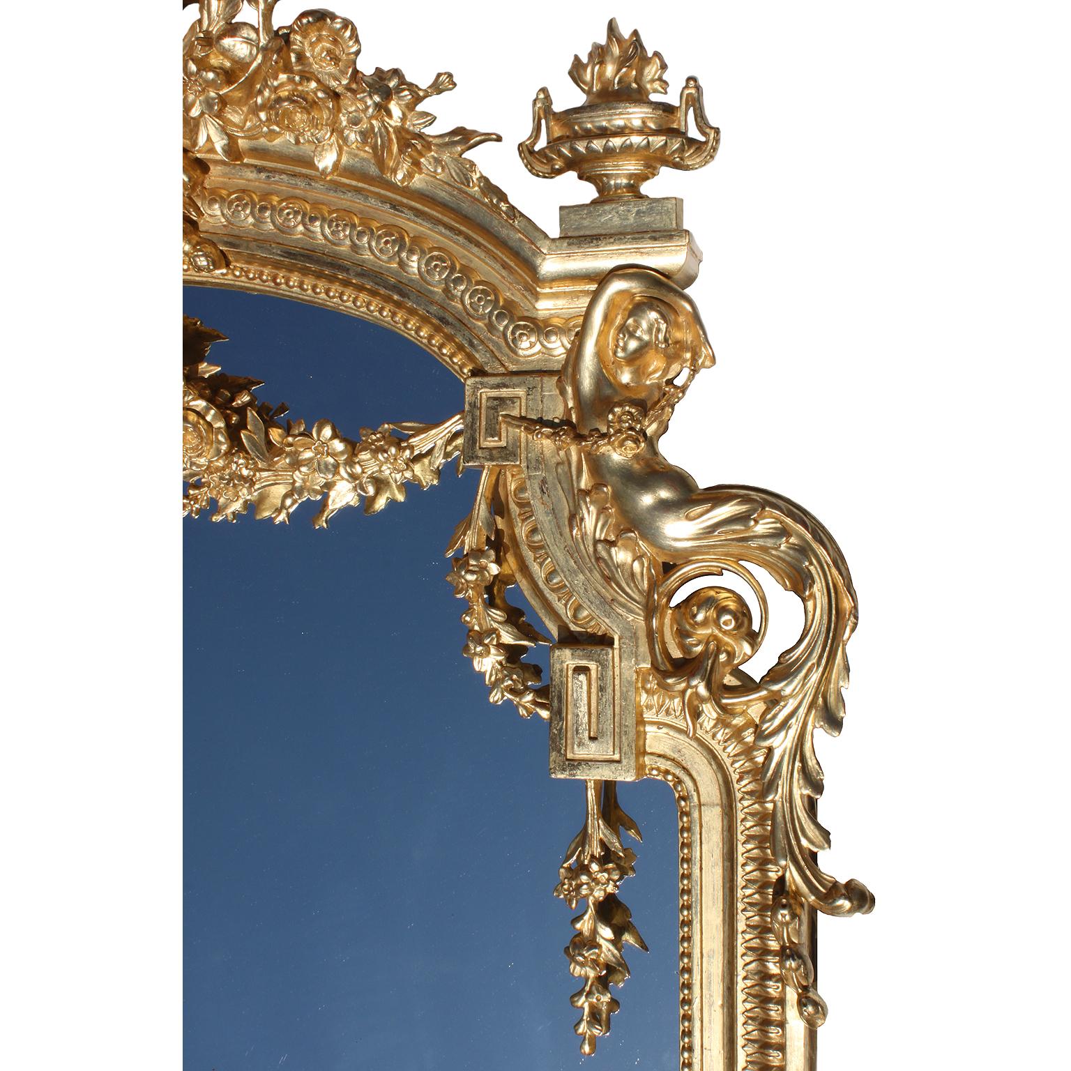 French 19th Century Louis XV Style Giltwood & Gesso Carved Figural Mirror Frame 1