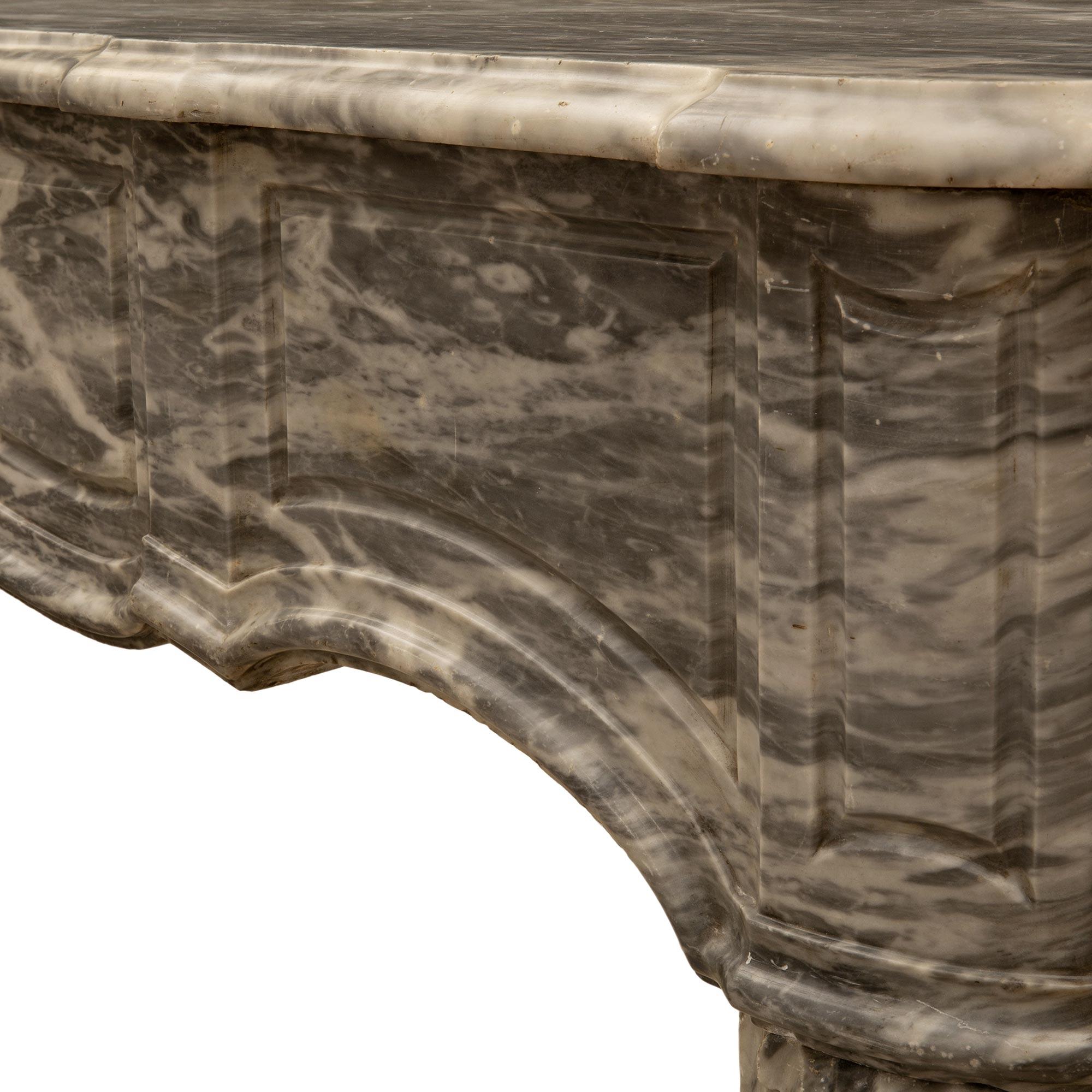 French 19th Century Louis XV Style Gris St. Anne Marble Mantel For Sale 3
