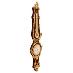 French 19th Century Louis XV Style Kingwood and Ormolu Barometer/Thermometer