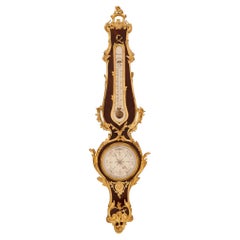 French 19th Century Louis XV Style Kingwood and Ormolu Barometer/Thermometer