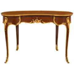 French 19th Century Louis XV Style Kingwood and Ormolu Desk, Attributed to Linke