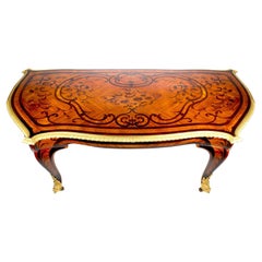 French 19th Century Louis XV Style Kingwood Marquetry Ormolu-Mounted Desk Table